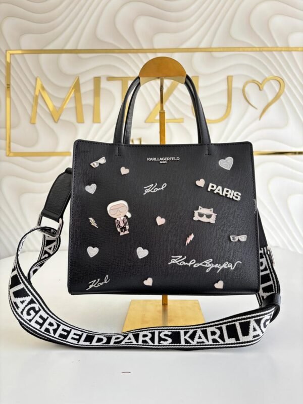 KarlLagerfeld-MAYBELLE SATCHEL WITH PINS KarlLagerfeld-MAYBELLE SATCHEL WITH PINS