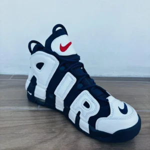 Air More Uptempo Blanco con Azul talla 24.5 cm