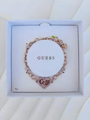 Pulsera Guess en Dorado trenzada corazon
